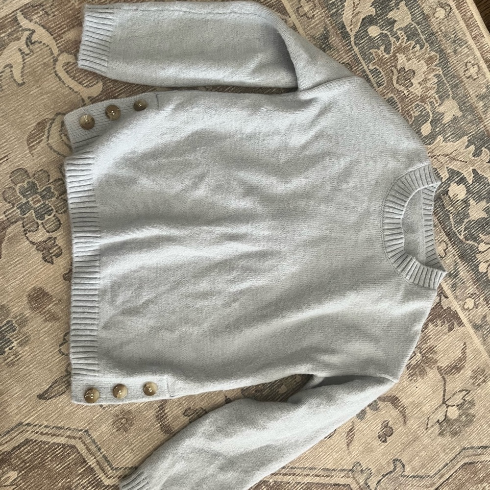 Gray Women's Sweater with Button Accents